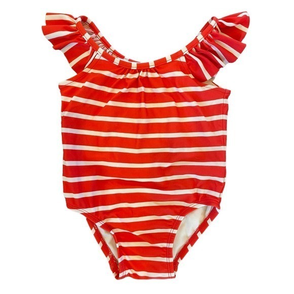 Baby Gap 6-12 Months Swimsuits Red & Blue Crisscross Button Up & Orange Stripes - Picture 2 of 7